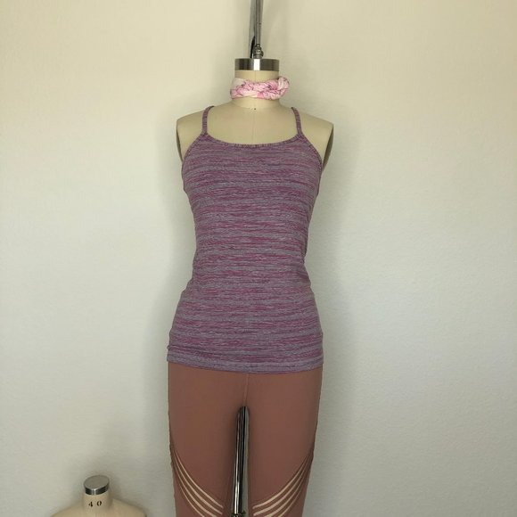 Lululemon Power Y Tank Space Dyed Purple Gray Stri - Picture 3 of 9